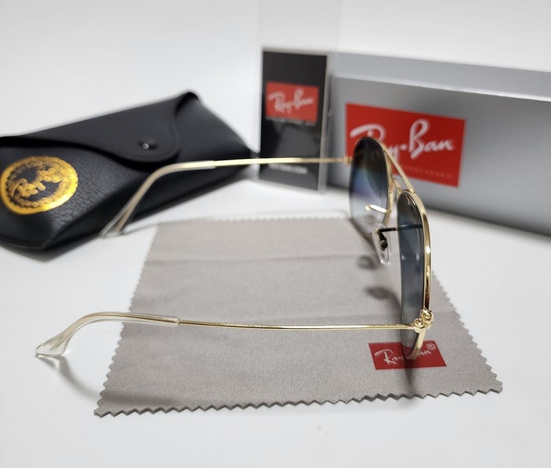 Ray-Ban RB3025 Aviator Pilot Sunglasses Gold Frame Gradient Blue Lens 58-14 mm gallery