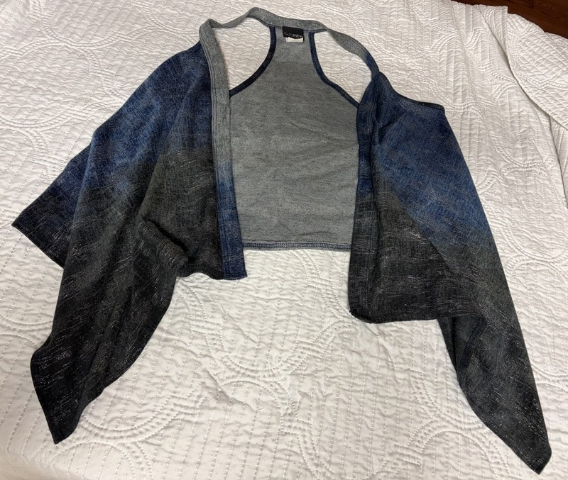 Women’s Blue/Gray Knit Open-Front Lightweight Cardigan vest, Daytrip gallery