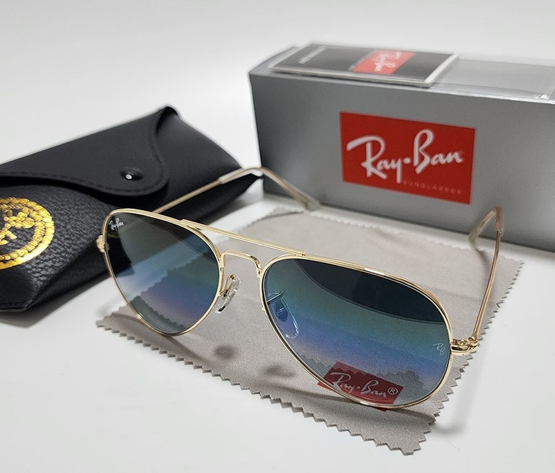 Ray-Ban RB3025 Aviator Pilot Sunglasses Gold Frame Gradient Blue Lens 58-14 mm