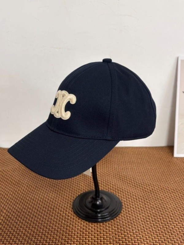 Celine Navy Canvas Baseball Cap Cream Triomphe Embroidered Logo No Original Box