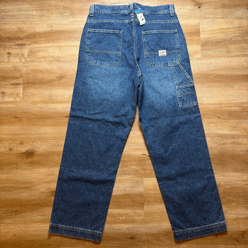 Vintage Eddie Bauer Carpenter Jeans Men 32×30 Blue Wide Leg Utility Denim NEW