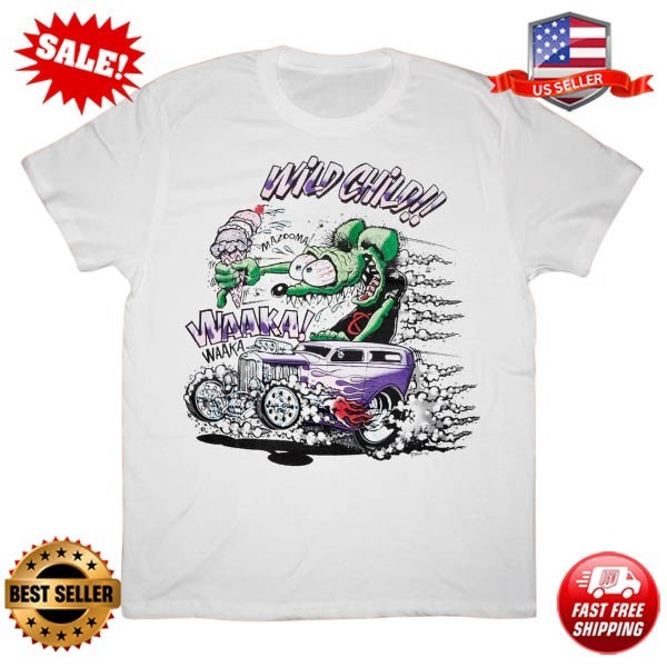 Ed Big Daddy Roth Rat Fink Wild Child Hot Rod White Cotton T-Shirt S-5XL