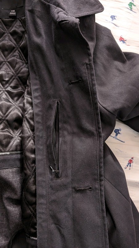 EUC London Fog Men's 2-in-1 Trench Overcoat Removable Liner Black, Size 44R gallery