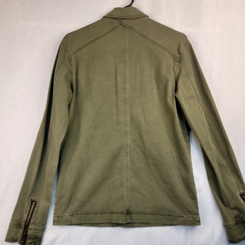 Michael Stars Small Olive Green Cotton Blend Military Shirt Jacket Zip Utility gallery