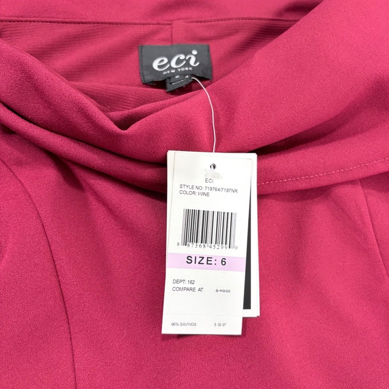 NWT ECI New York Red Off Shoulder Knot Front Sheath Dress Size 6 gallery