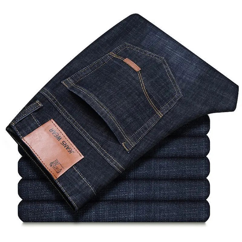 Men’s Casual Straight Leg Jeans Soft Stretch Denim Zipper Fly Blue Black Pants gallery