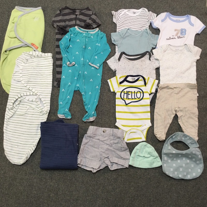 Baby Boy NB 0-3M Months Clothing Lot 15x Pieces Bulk Summer Colorful Casual