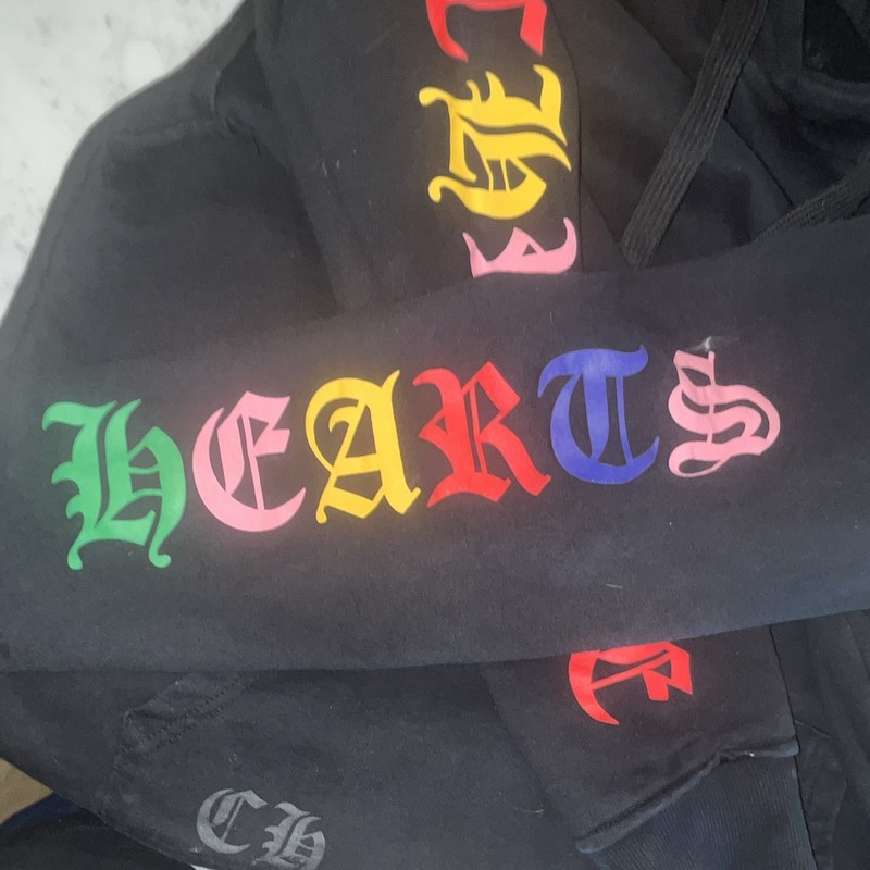 Chrome Hearts Black Pullover Hoodie Size S Multicolor Cross Logo Graphic Pockets gallery