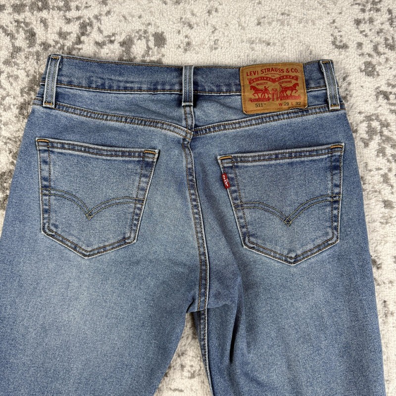 Levi's 511 Jeans Mens 29x32 Blue Medium Wash Slim Tapered Stretch Denim Casual gallery
