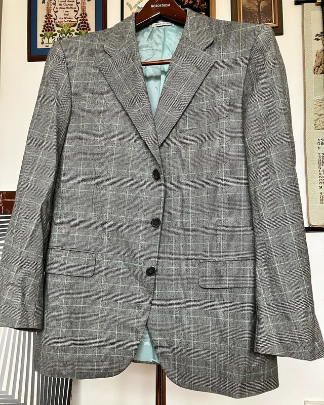 BOLD Belvest Grey Glen Plaid Prince of Wales FLANNEL Wool Sport Coat 44 R ITALY gallery