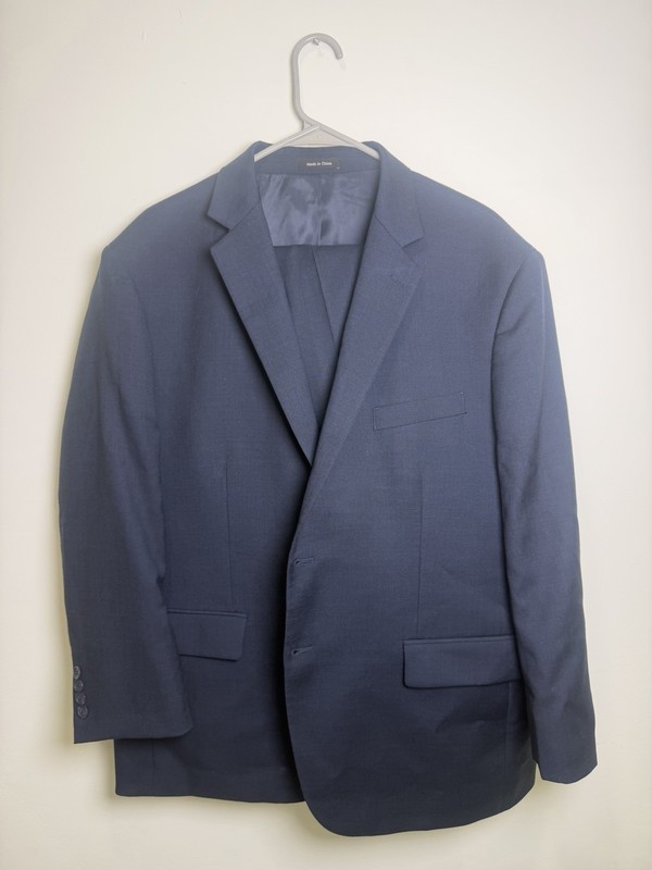 Pronto Uomo Premium Men’s 2-Piece Suit 46 R Navy 42x Pants 100% Wool