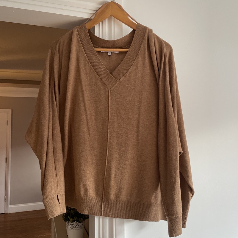 Next Toffee Coloured Ladies V Neck Tight Knit Over Sized Jumper Size Large Next