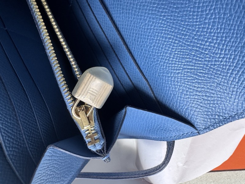 Authentic Hermes Kelly Wallet Blue Silver Hardware gallery