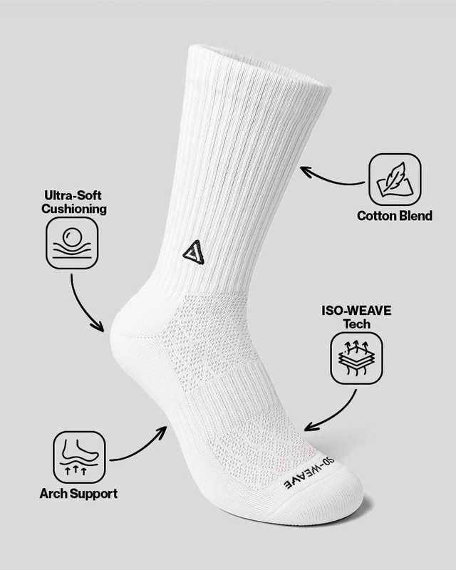 APTHCRY Crew Socks 4-pack White Streetwear Sneaker Socks M/L
