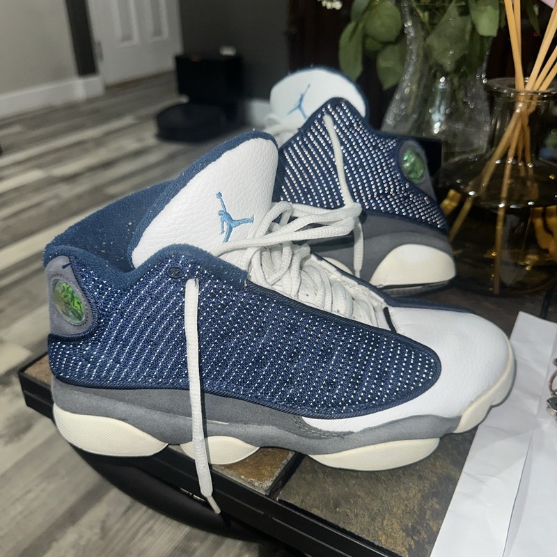 Size 8- Jordan 13 Retro Flint 2010 blue white grey no insoles