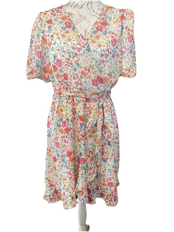 New Look NWT UK 16 EU 44 Floral Wrap Look Dress RP £29.99 gallery