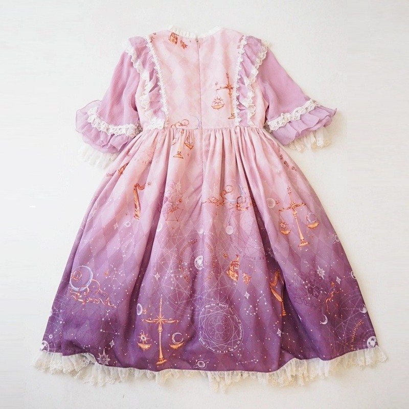 RARE Angel's Heart Celestial Lolita OP Dress Purple Galaxy Star Tea Party Kawaii gallery