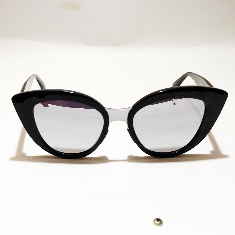 Italia Independent Messina 0936 009 Sunglasses Black Cat Eye Mirror Sonnenbrille