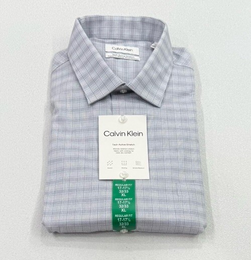 Calvin Klein Men’s Tech Active Stretch Dress Shirt, Multi, XL(17-17.5-32/33)