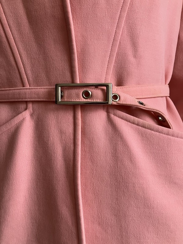 Thierry Mugler Vintage 2000s Pink Belted Jacket Size S Sculpted Tailored Blazer gallery