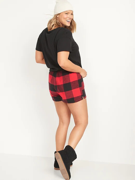 NWT Old Navy Flannel Boxer Pajama Sleep Shorts Red Buffalo Plaid Women MLXL2X gallery