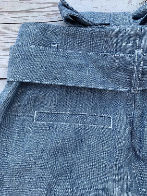 LAUREN Ralph Lauren Sz 0 Women's Blue Belted 100% Linen Crop Pants gallery