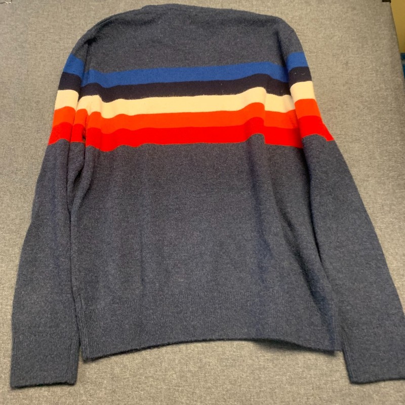 GAP Men's Sweater Size L Blue Colorblock Stripe Crewneck Knit Pullover Retro Ski gallery