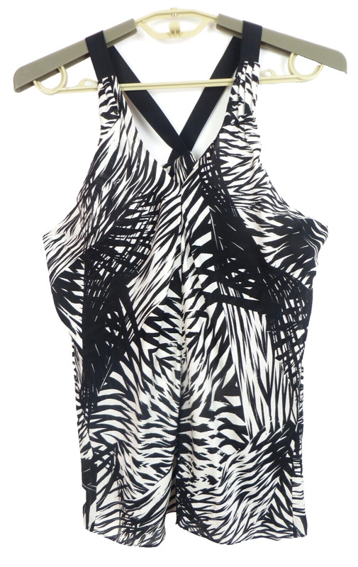 Unknown Factory Women’s Lightweight Silk Black White Halter Tank Top Size M 8 10
