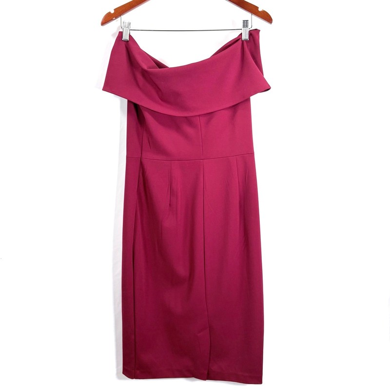NWT ECI New York Red Off Shoulder Knot Front Sheath Dress Size 6 gallery