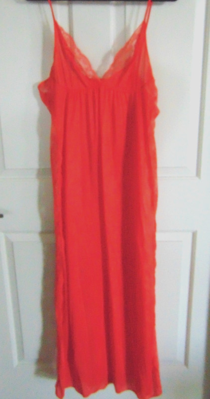 Vintage 60’s Sears Roebuck & Co 0RANGE Lace Gown Nightie Lace Size LARGE