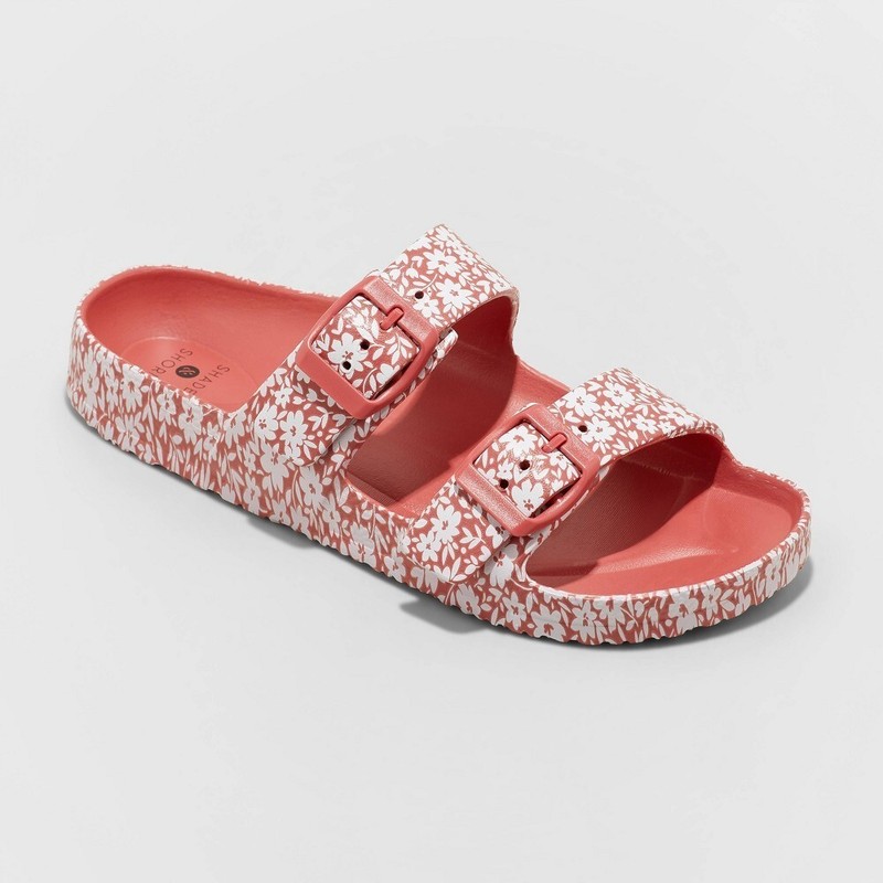 Shade & Shore Neida EVA 2 Band Footbed Slide Sandal Size 8 Red New