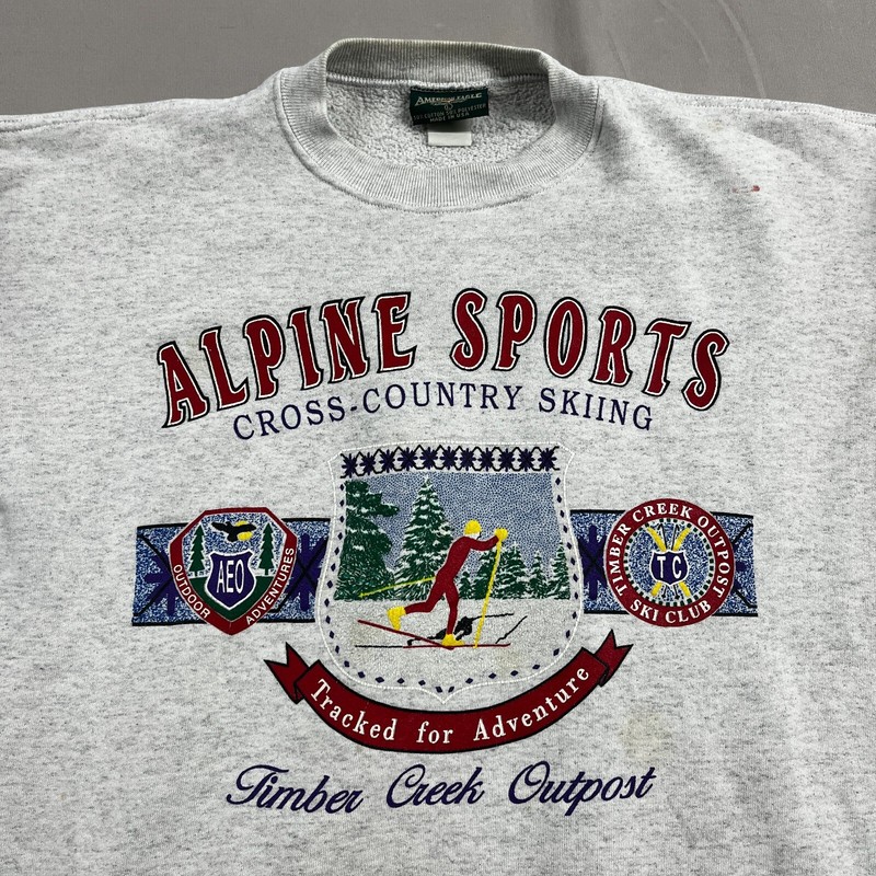 Vintage 90's American Eagle Alpine Sports Cross Country Skiing Gray Crewneck L gallery