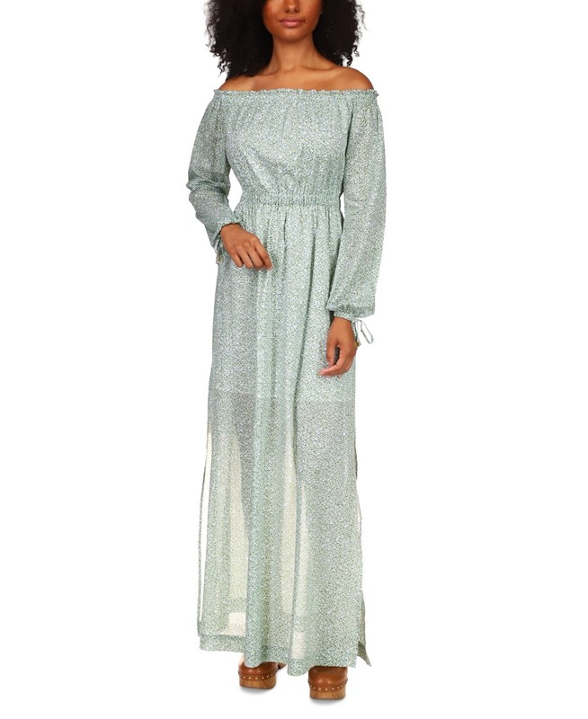 MSRP $155 Michael Kors Cotton Off-the-Shoulder Tied-Cuff Dress Size Small