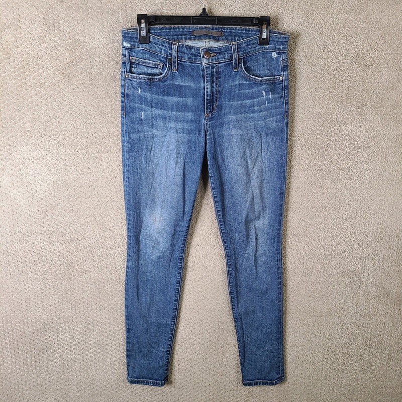 Joes Jeans Womens 28 Blue Petite Skinny Distressed Mid Rise Cotton Blend Stretch