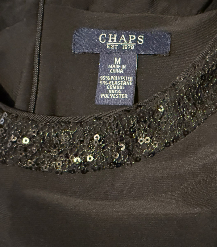 CHAPS Womens Black Evening Occasion Sequin Detail Dress - Sz Medium gallery