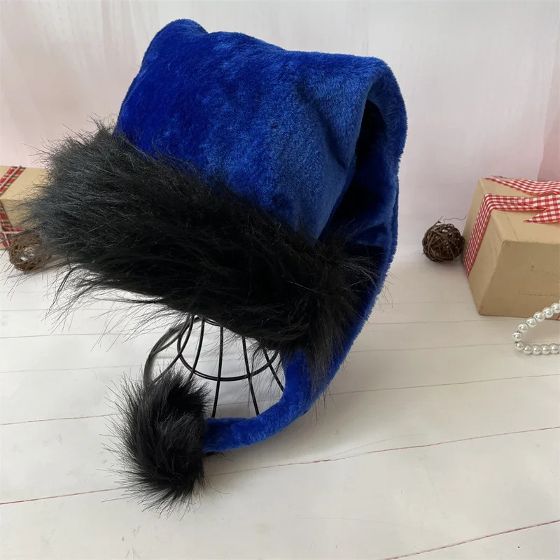 75cm Black Plush Long Christmas Hat Santa Xmas Costume Holiday Party Decor gallery
