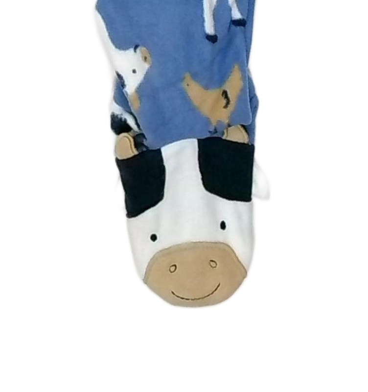 Carter's Toddler Boy's Cow Animal Print Blue Fleece Footed Pajama Sleeper gallery