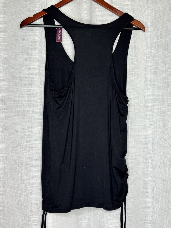 Adore Me Tank Top Womens Size Large Black Ruched Sides Racerback Sleeveless NEW gallery