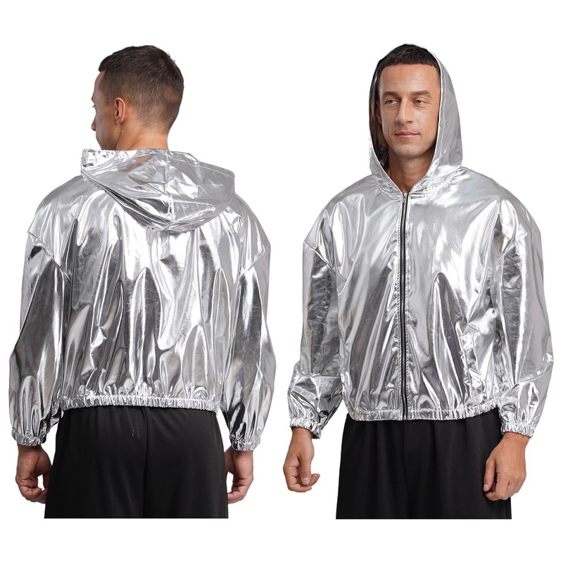 US YiZYiF Adult Bomber Long Sleeve Hip Hop Dance Shirt Front Zip Hoodies Jacket