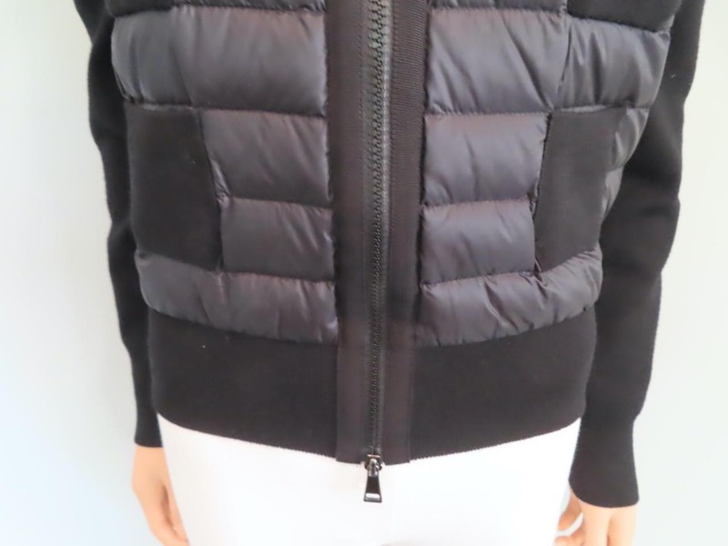 Moncler Black Cardigan Tricot Thin Down Puffer Jacket Size XS gallery