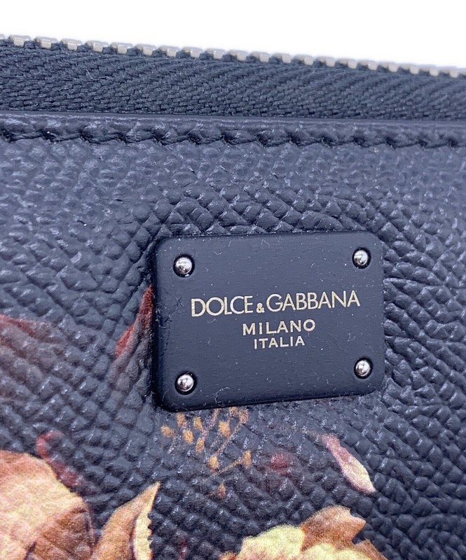 DOLCE GABBANA Womens Black Floral Zip Long Wallet Italy Auth gallery