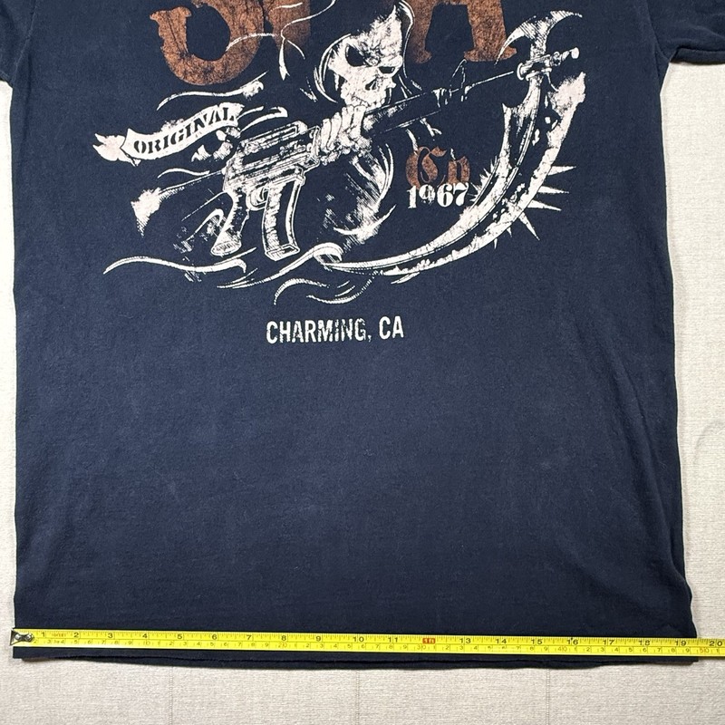 Sons Of Anarchy Shirt Men Medium Black Biker MMA Cyber Punk Tee Grim Reaper gallery