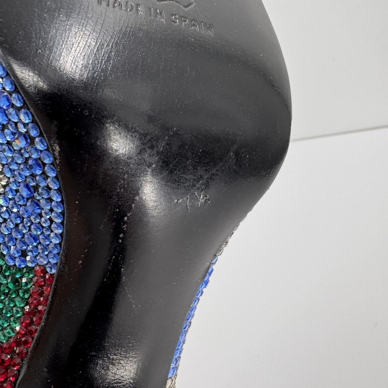 Stuart Weitzman Martinique Women's 7.5 Rhinestone Pump Multi Color Heels Leather gallery