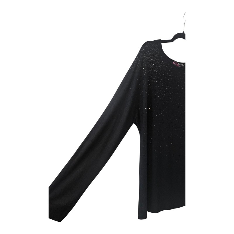 Peck & Peck Womens L Top Black L/S Studs Stretch Casual gallery