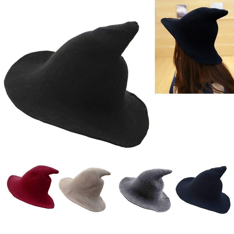 Cosplay Witch Hat Halloween Modern Made From High Quality Sheep Wool Witch Cap gallery