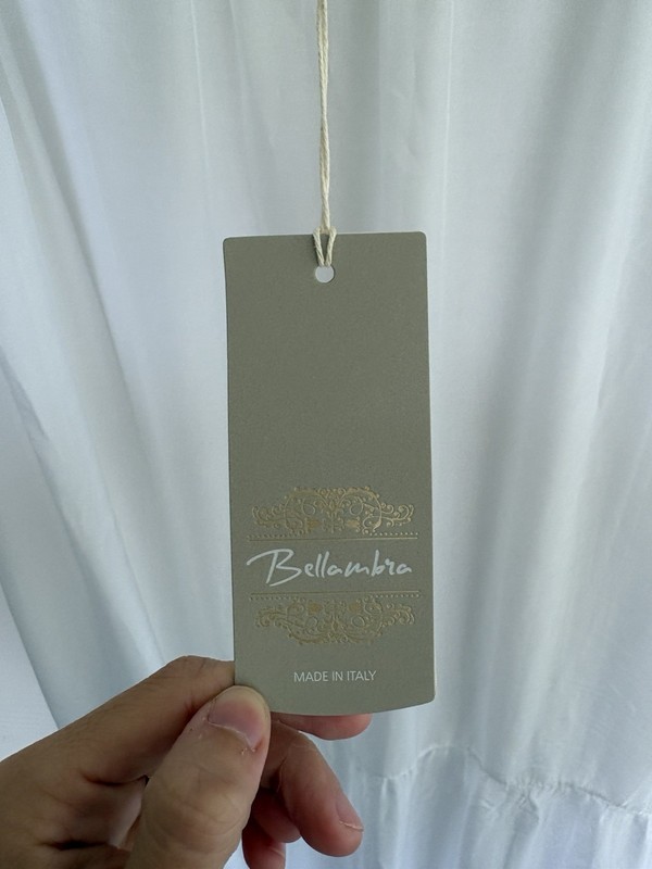 Bellambra Made in Italy White Silk Blend Tiered Maxi Dress Size Large NWT gallery