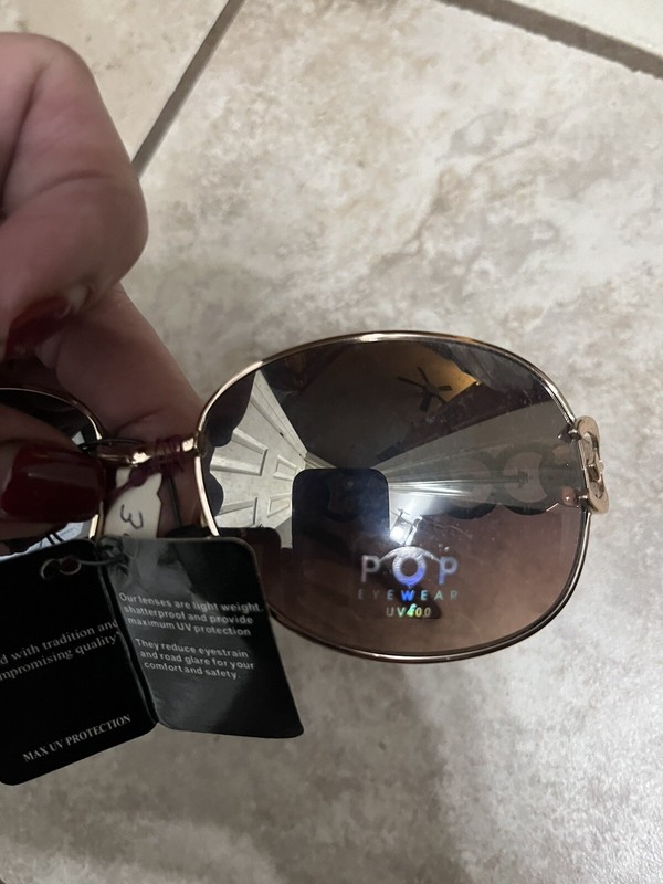 Pop Eyewear Sunglasses. Avatar Style. Gold Circle Arms. UV 400. NWT gallery