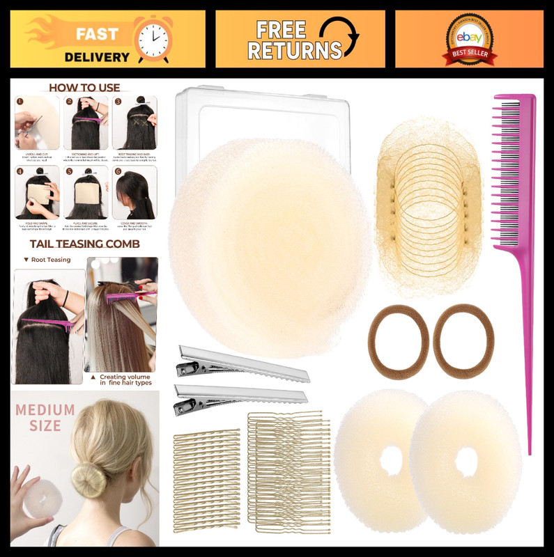 Hair Sponge Updo Kit, Volume Bumps Insert, Bun Maker, Hair Padding Tool
