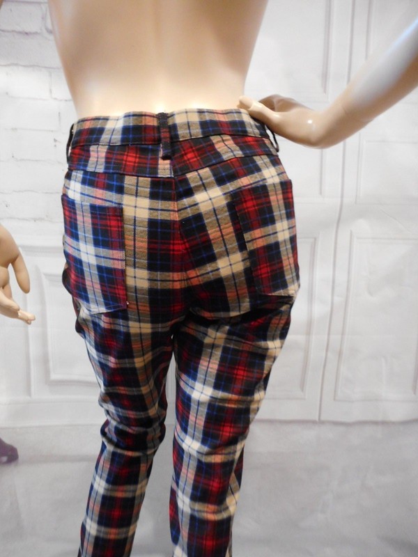 NWT Sunny Girl Slow and Edgy Wins the Race Plaid Pants Sz XL L M Read measure gallery
