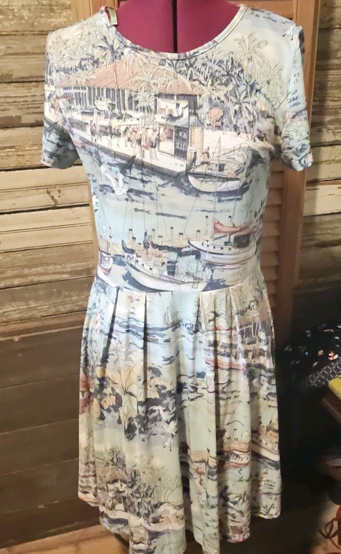 Sunny Girl Multicolor Graphic Print Crew Neck Short Sleeve Fit & Flare Dress XL